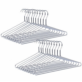 Amber Home 30-pack heavy duty metal hangers for space-saving closet organization.