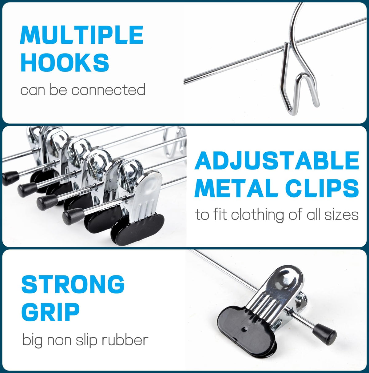 Amber Home adjustable clips hangers fit different trouser widths securely