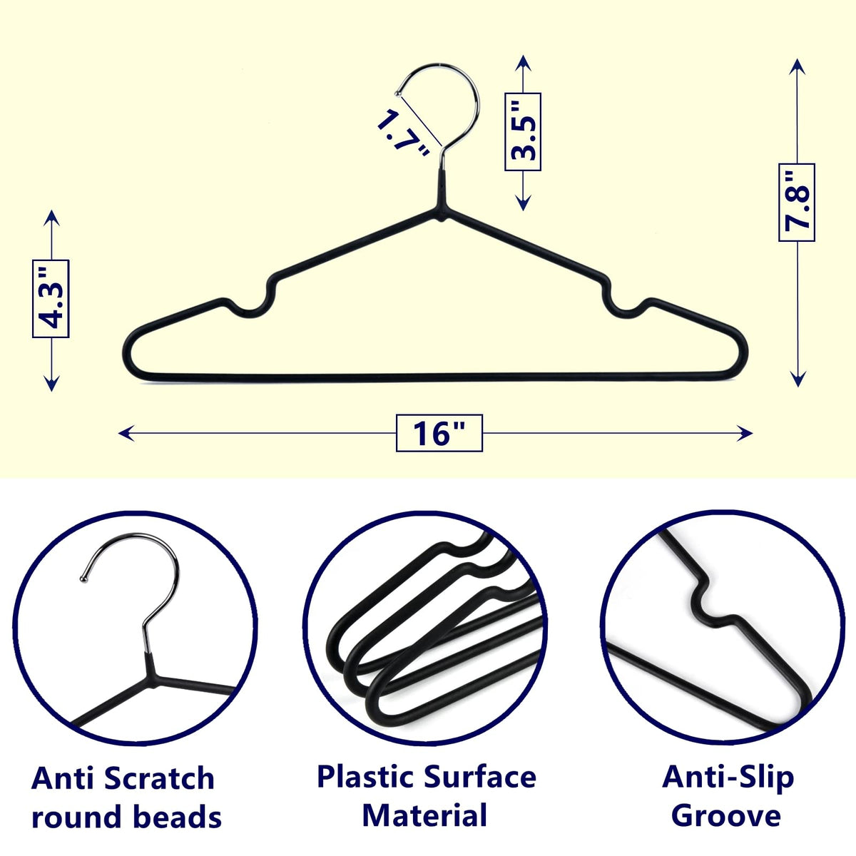 Amber Home anti-slip coated hanger designed for secure jacket and shirt storage.