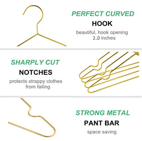 Amber Home bilateral-notches hangers secure thin straps and prevent slipping.
