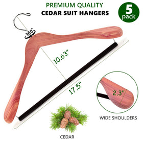 Amber Home cedar hanger with 360-degree swivel hook for easy access.
