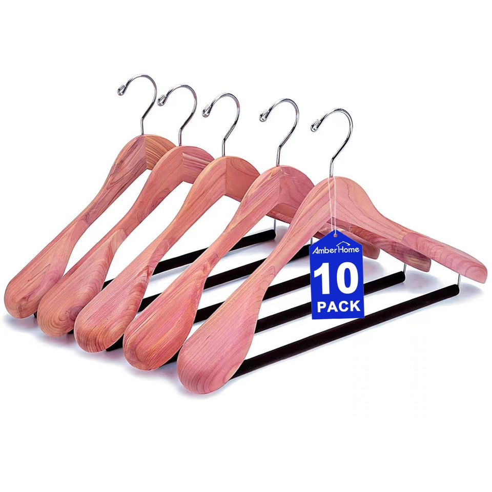 Amber Home cedar hanger with extra-wide shoulders for suits and coats