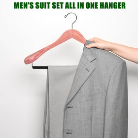 Amber Home cedar hanger provides sturdy support for heavy coats.