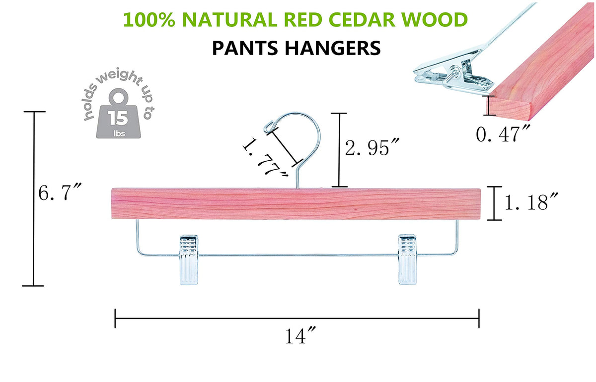 Amber Home cedar hanger clips securely grip trousers without leaving marks
