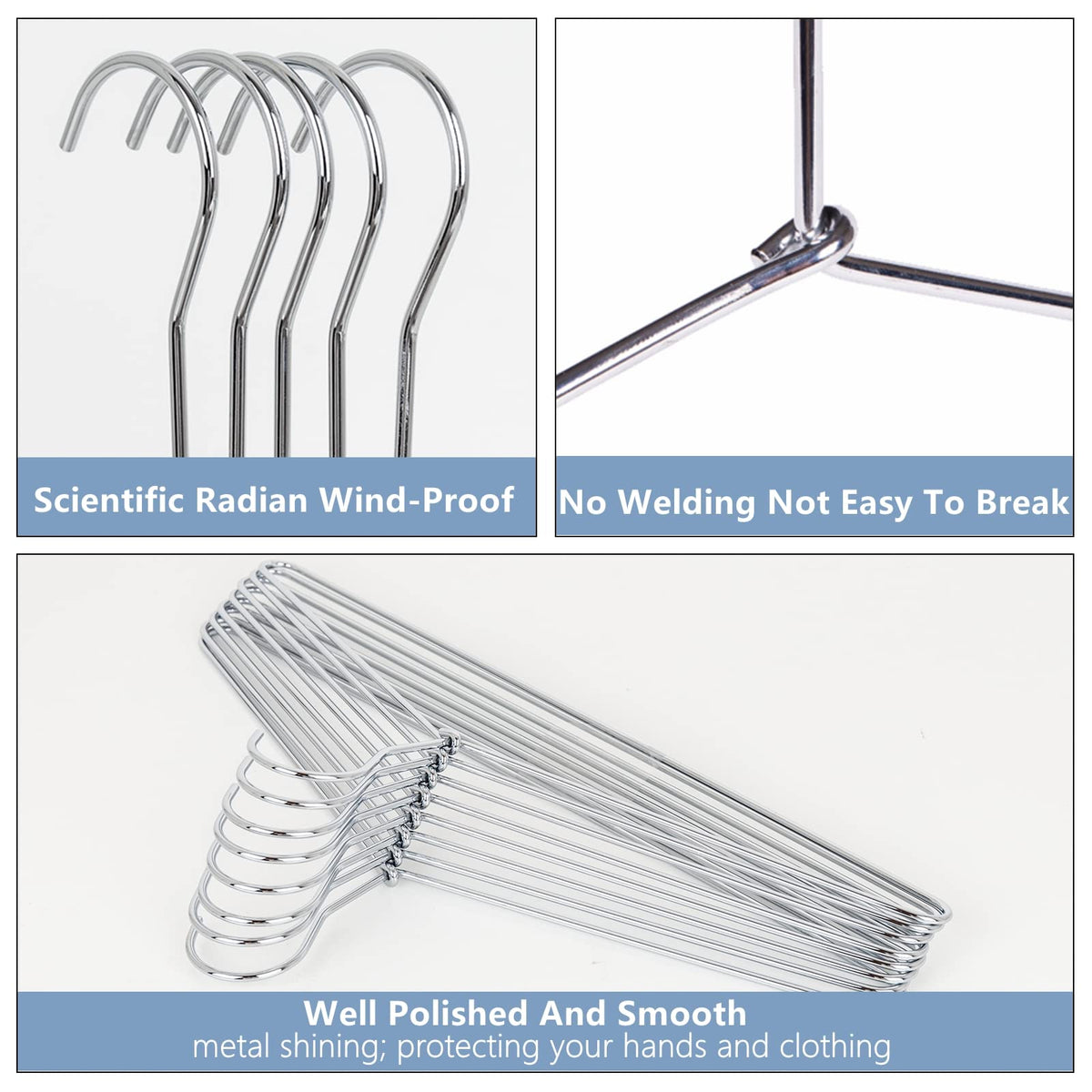 Amber Home chrome finish hangers protect clothes from snags and creases.