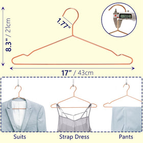 Amber Home copper hangers close-up showing 4.0mm wire strength.