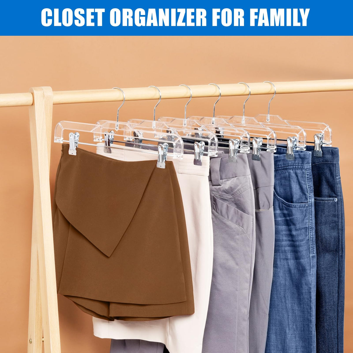 Amber Home crystal-clear finish blends with any closet.