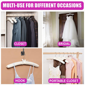 Amber Home ivory satin hangers suit knits and delicate fabrics.