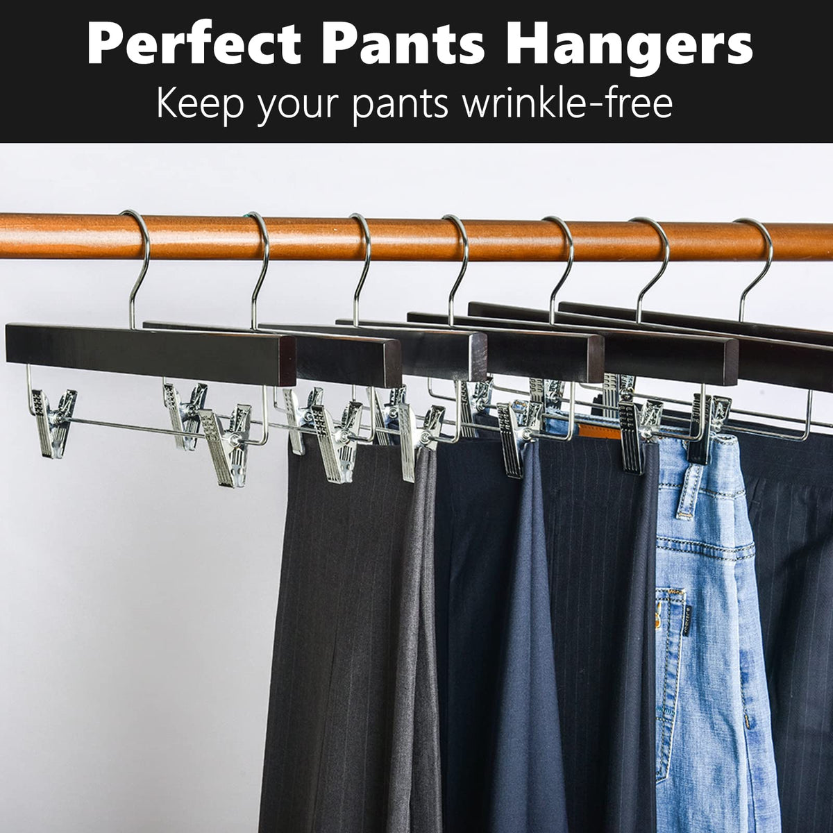 Amber Home 14-inch hangers fit long pants, skirts, and larger tops.