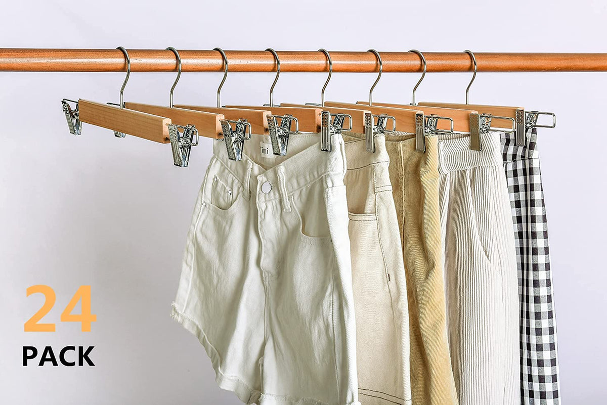 Amber Home durable wooden pant hanger suitable for heavy garments