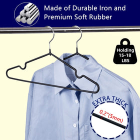 Heavy-duty iron Amber Home hanger resists deformation under bulky coats.