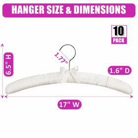 Amber Home ivory satin hanger with bow design highlights delicate garments.