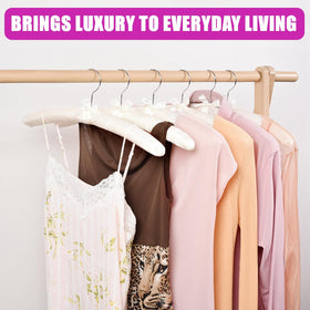 Amber Home long 17-inch hangers support wedding gowns and knits.