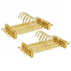 Amber Home matte gold aluminum pants hanger with 12.2-inch length for sturdy trouser organization.