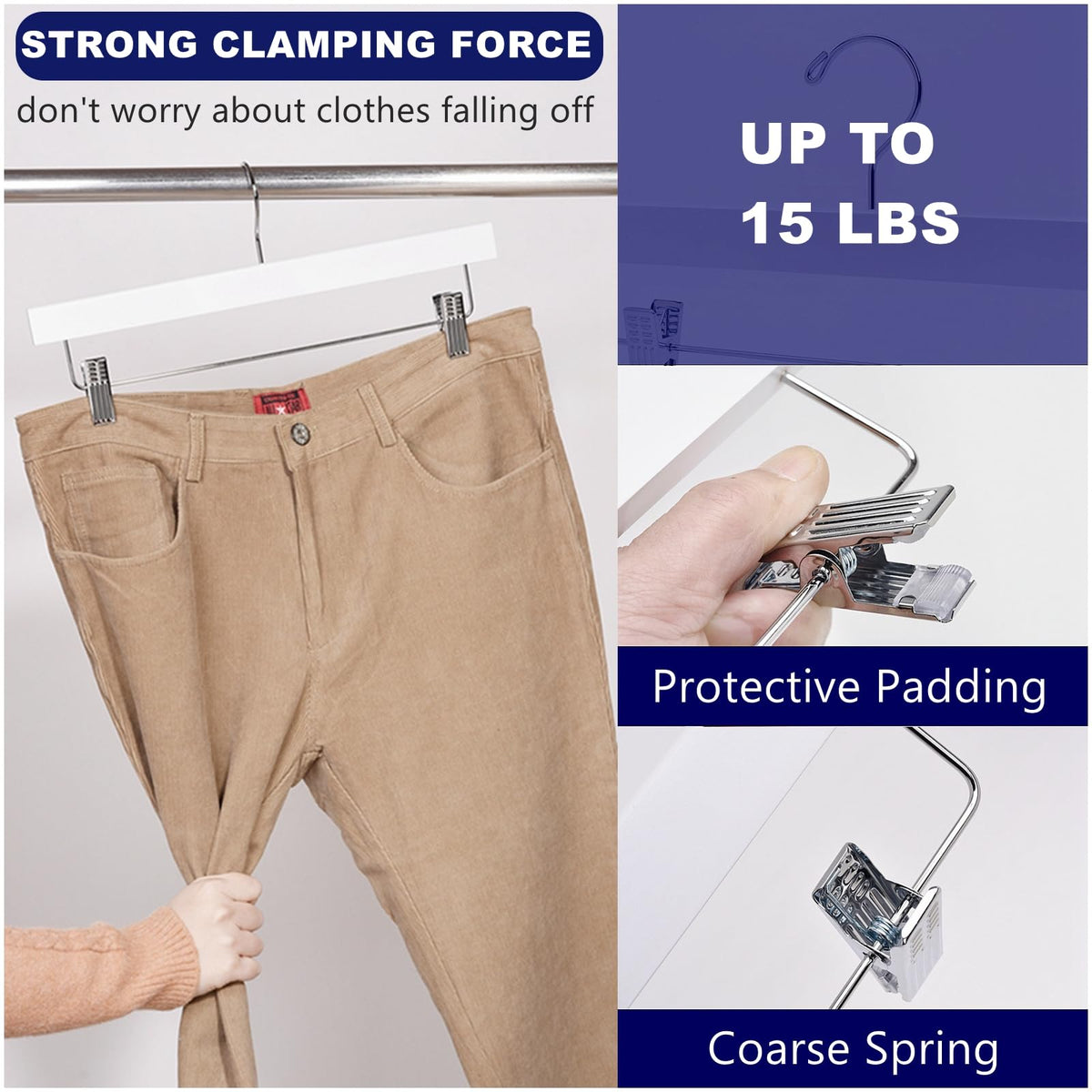 Amber Home versatile hangers for jeans, slacks, towels, and sheets.