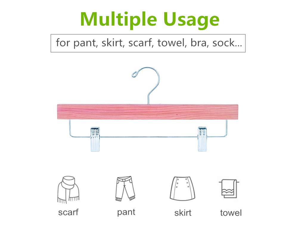 Amber Home multipurpose cedar hanger ideal for pants, skirts, and towels