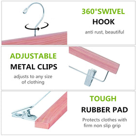 Amber Home natural cedar wood texture hanger enhances closet warmth
