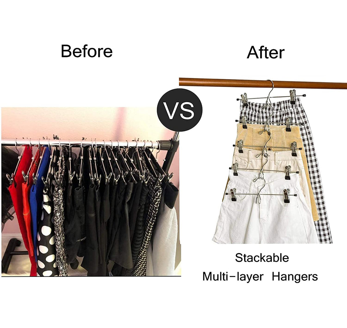 Amber Home organizes pants and skirts neatly on a compact rack.
