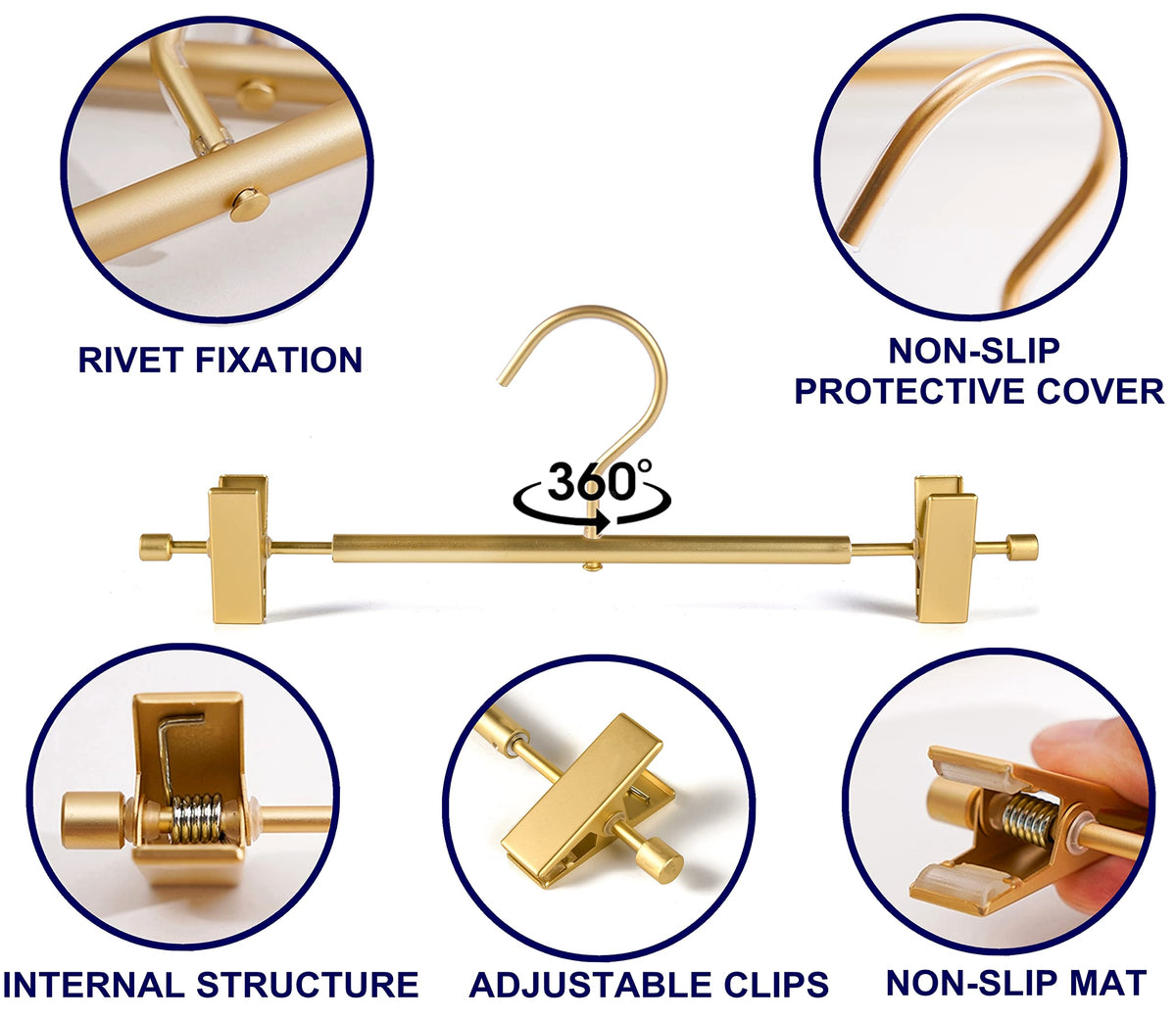 Amber Home anti-skid swivel hook keeps closet neat while rotating smoothly.