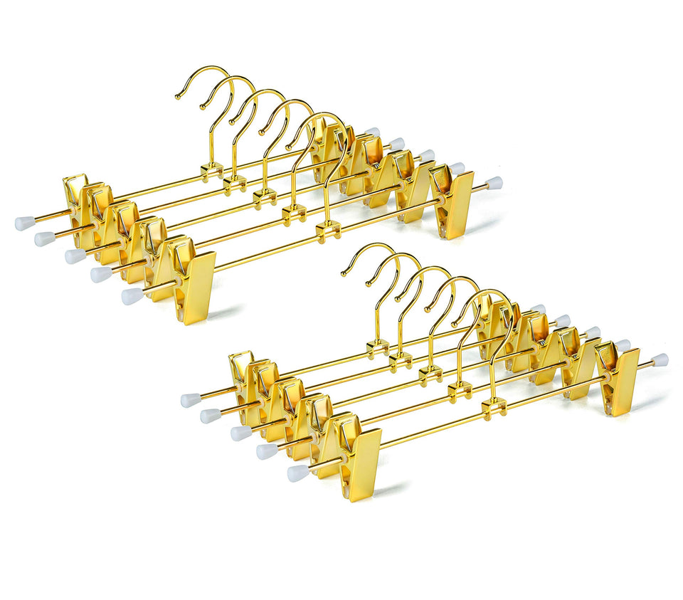 Amber Home shiny gold 12-inch pants hanger for heavier garments