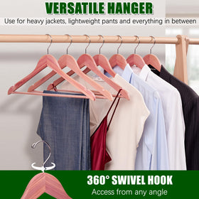 Amber Home space-saving cedar hangers optimize closet storage.