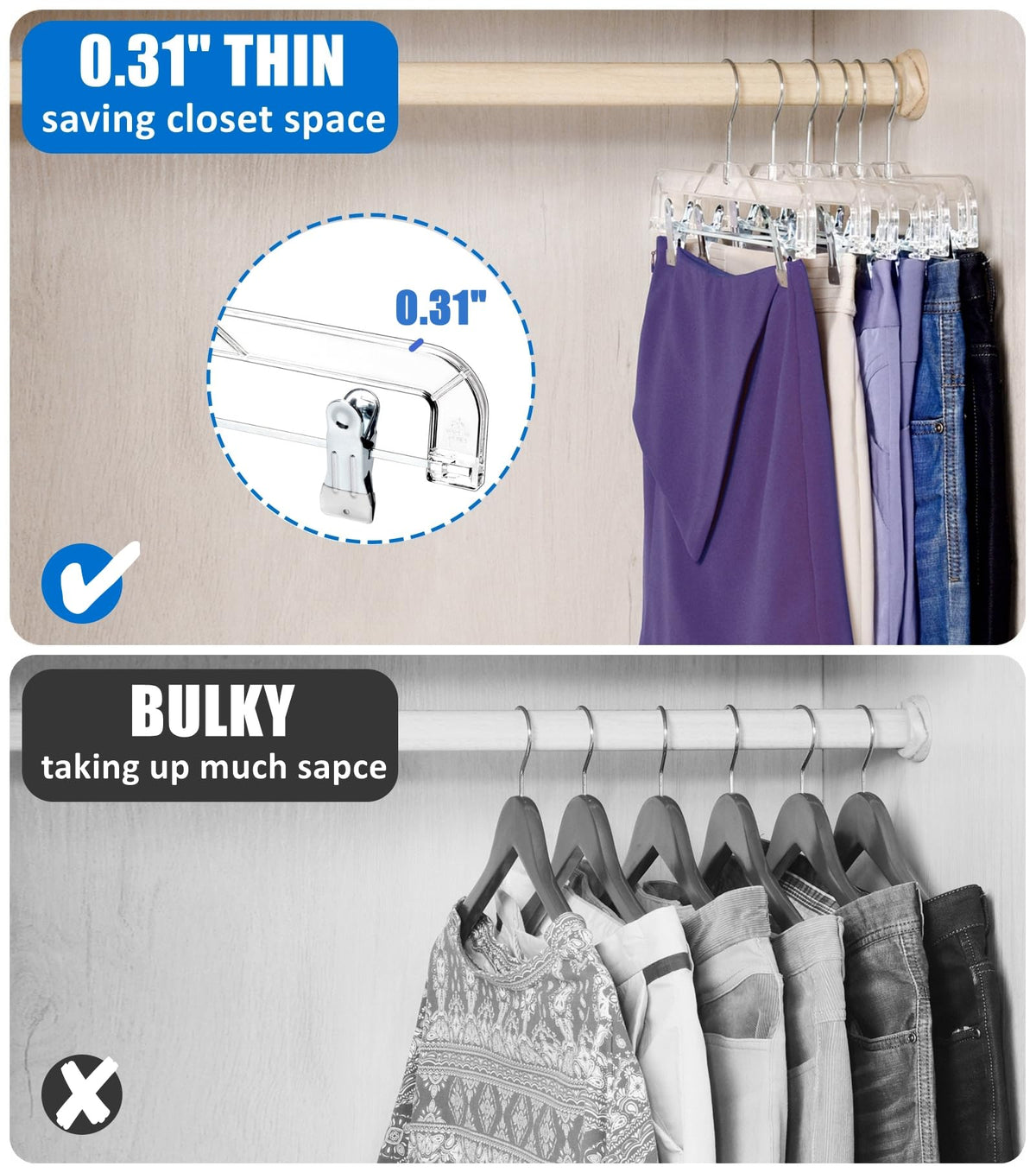 Amber Home space-saving design helps maximize closet space.