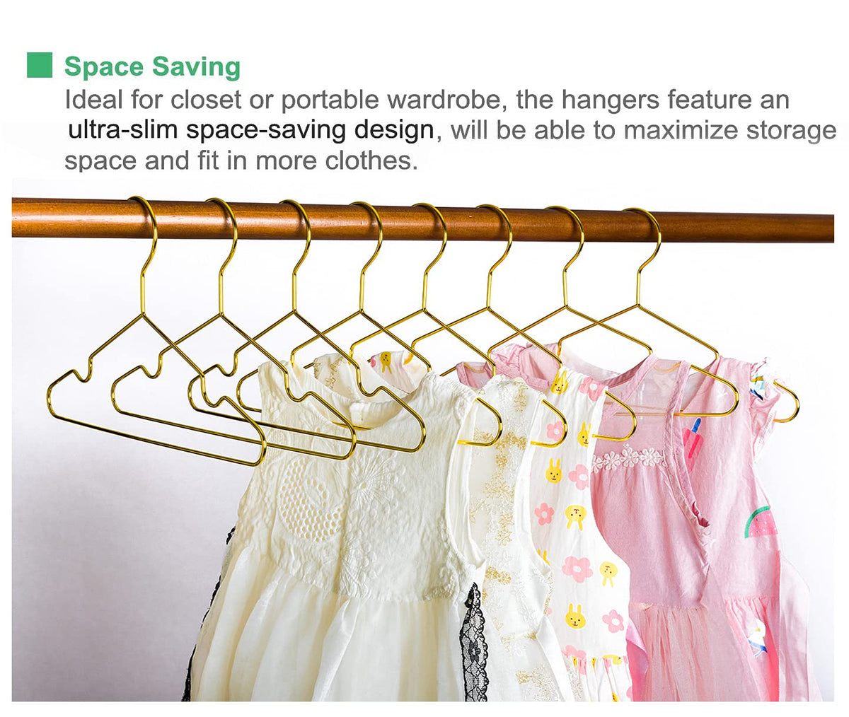 Amber Home space-saving hangers maximize closet capacity.