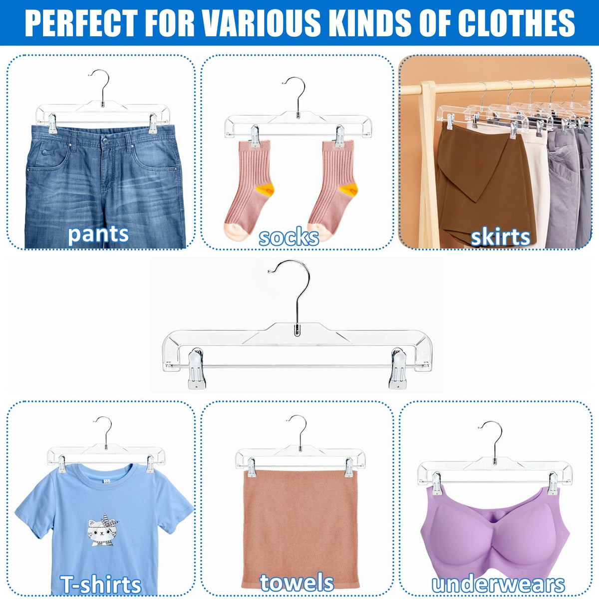 Amber Home versatile hangers for pants, skirts, and more.