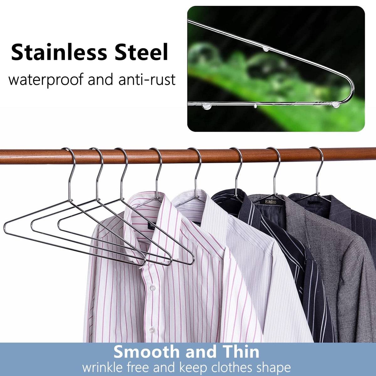 Amber Home versatile hangers fit suits, blouses, dresses, and sweaters.