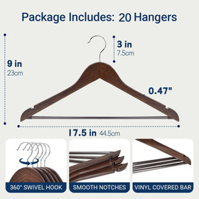 Amber Home walnut coat hanger with 360° chrome hook resists rust during daily use