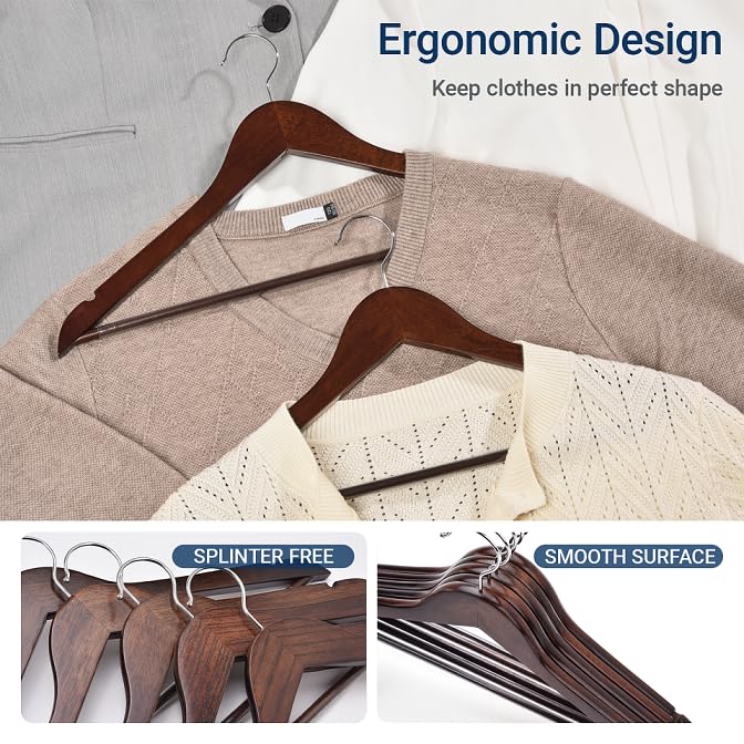 Amber Home walnut hanger with smooth finish highlights natural wood grain