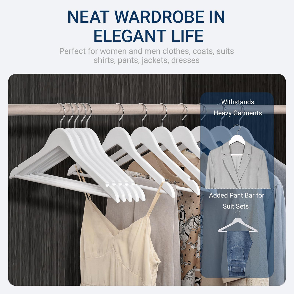 Amber Home white wooden hanger helps keep shirts crease-free