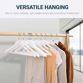 Amber Home white wooden hanger thick bar supports jeans and trousers