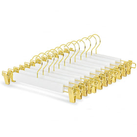 Amber Home white wood pant hanger with 24-pack for organized closets