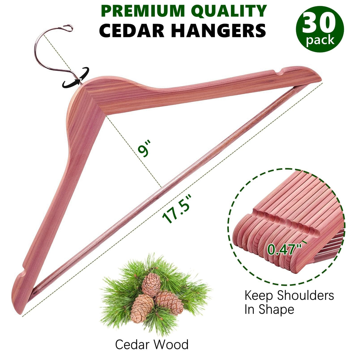 Amber Home wooden suit hangers with 360-degree chrome hook.