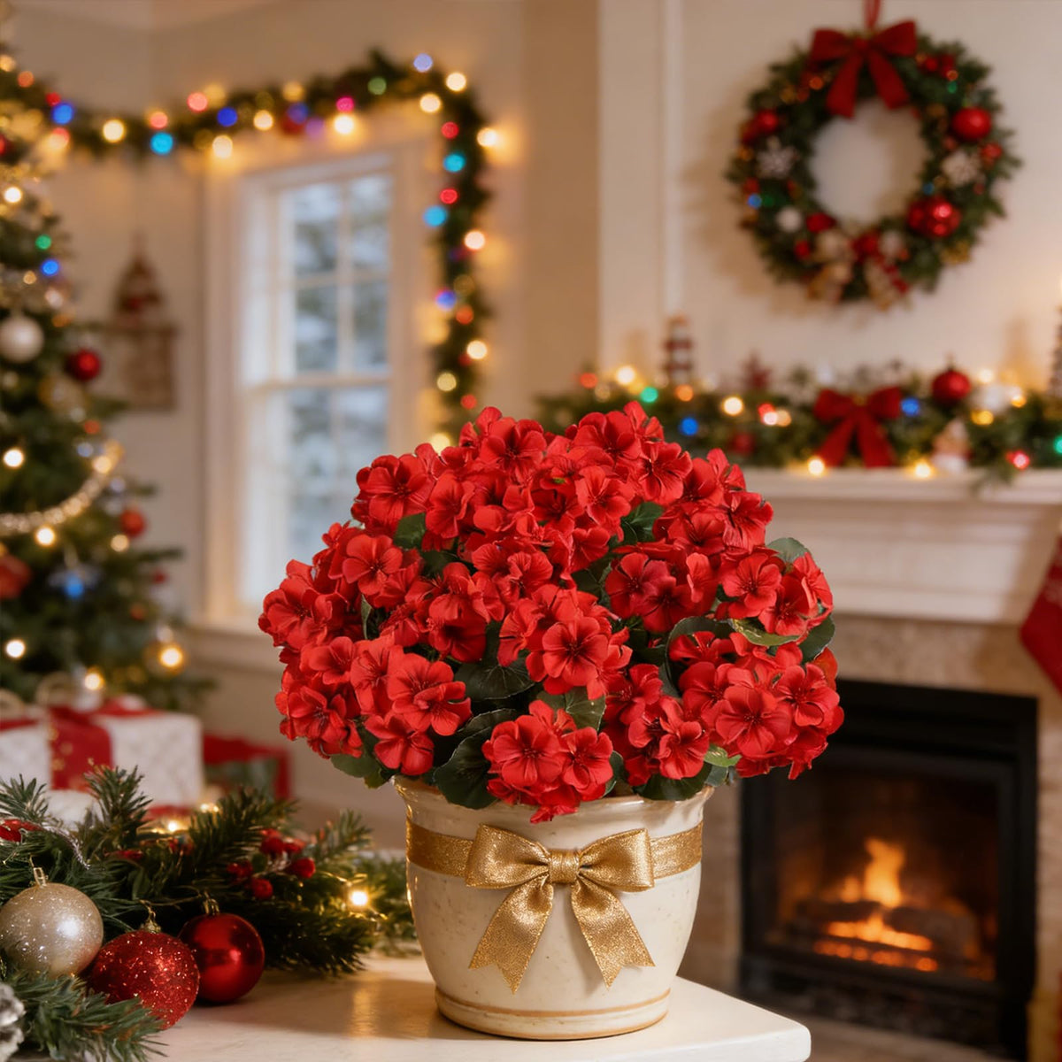AmberFun hanging basket geraniums for versatile outdoor displays.