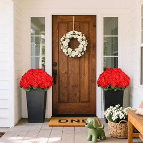 AmberFun maintenance-free faux flowers emphasize effortless outdoor styling in window boxes.