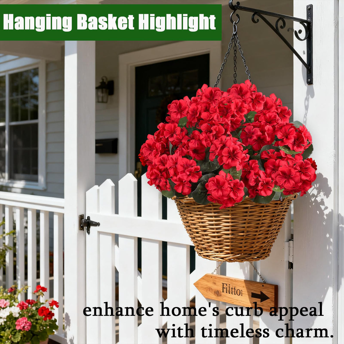 AmberFun weatherproof geraniums resist sun and rain for lasting decor.