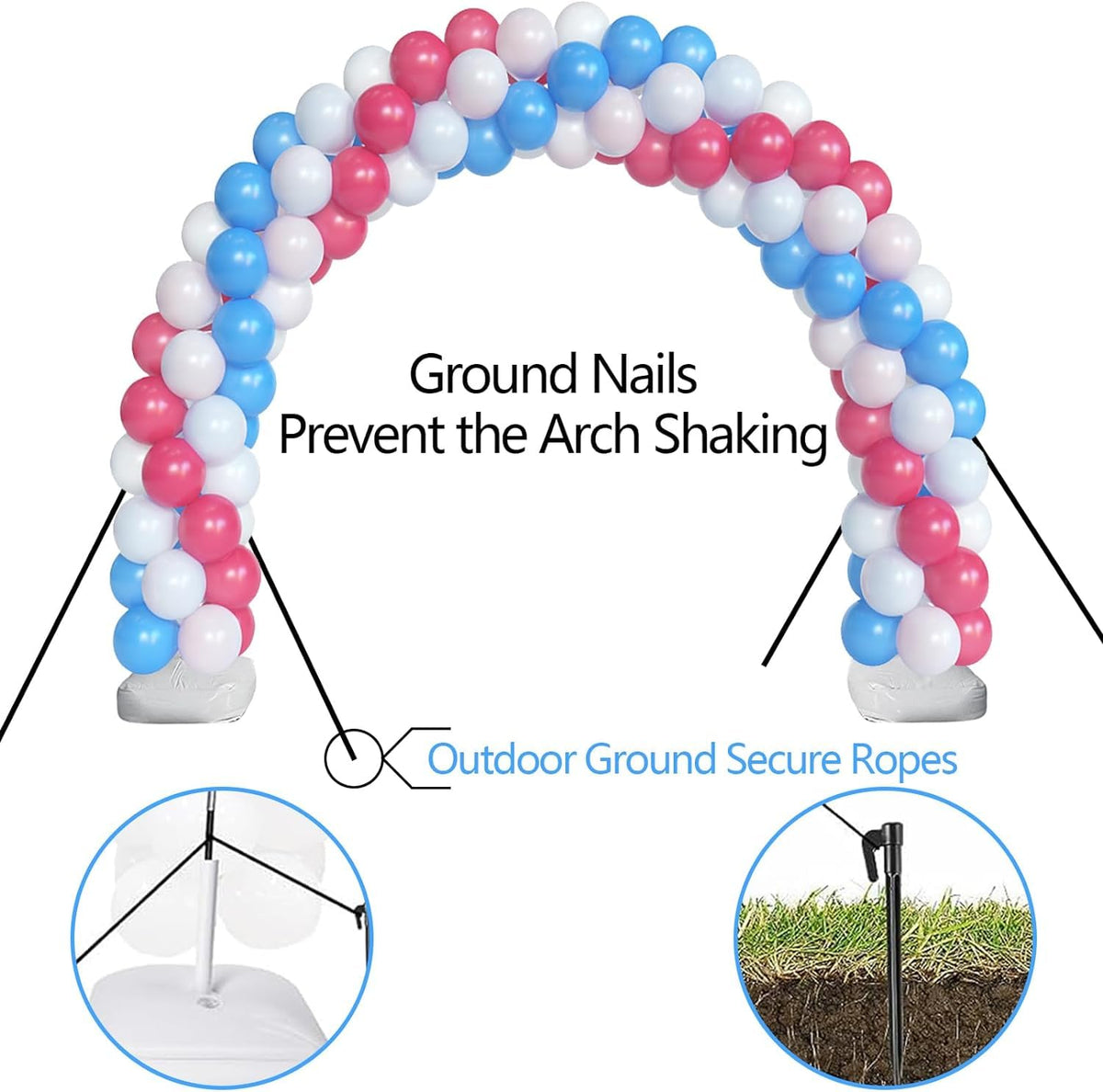 Ambernas adjustable arch stand highlights versatile shapes for venues.