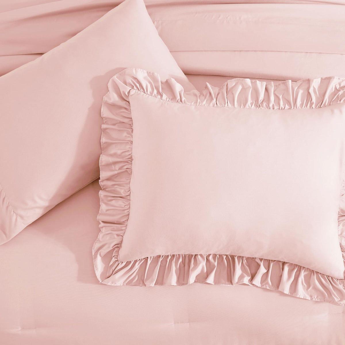 AMBERSPACE ruffle detail close-up highlights elegant double-layer design.