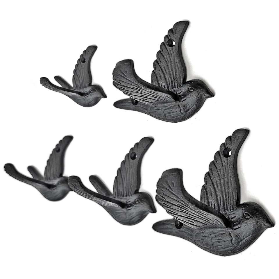 Ambipolar flying bird iron cast coat hook in wall-mount setup for durable hanging