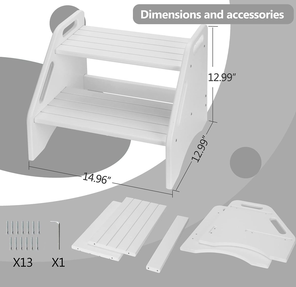 AMBIRD bamboo step stool shown at bathroom sink for easy hand washing