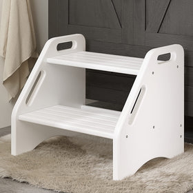 AMBIRD bamboo two-step stool for kids with white finish offering sturdy support