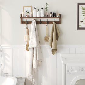 AMBIRD bathroom coat rack with shelf for towels and robes