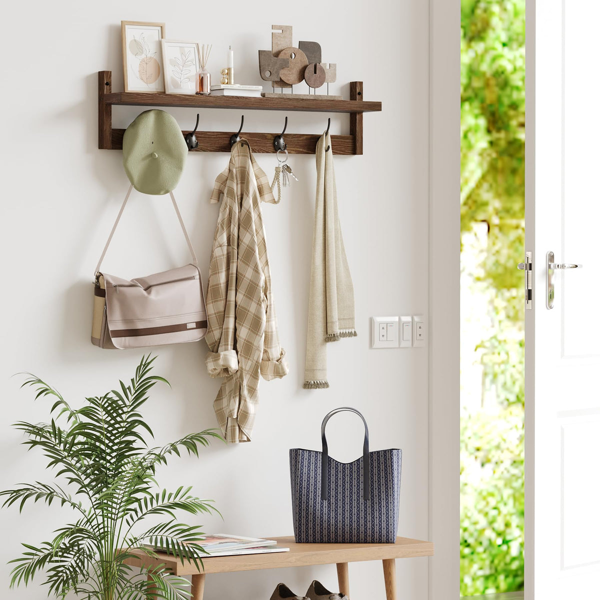 AMBIRD entryway coat rack and shelf for kitchen use and daily items