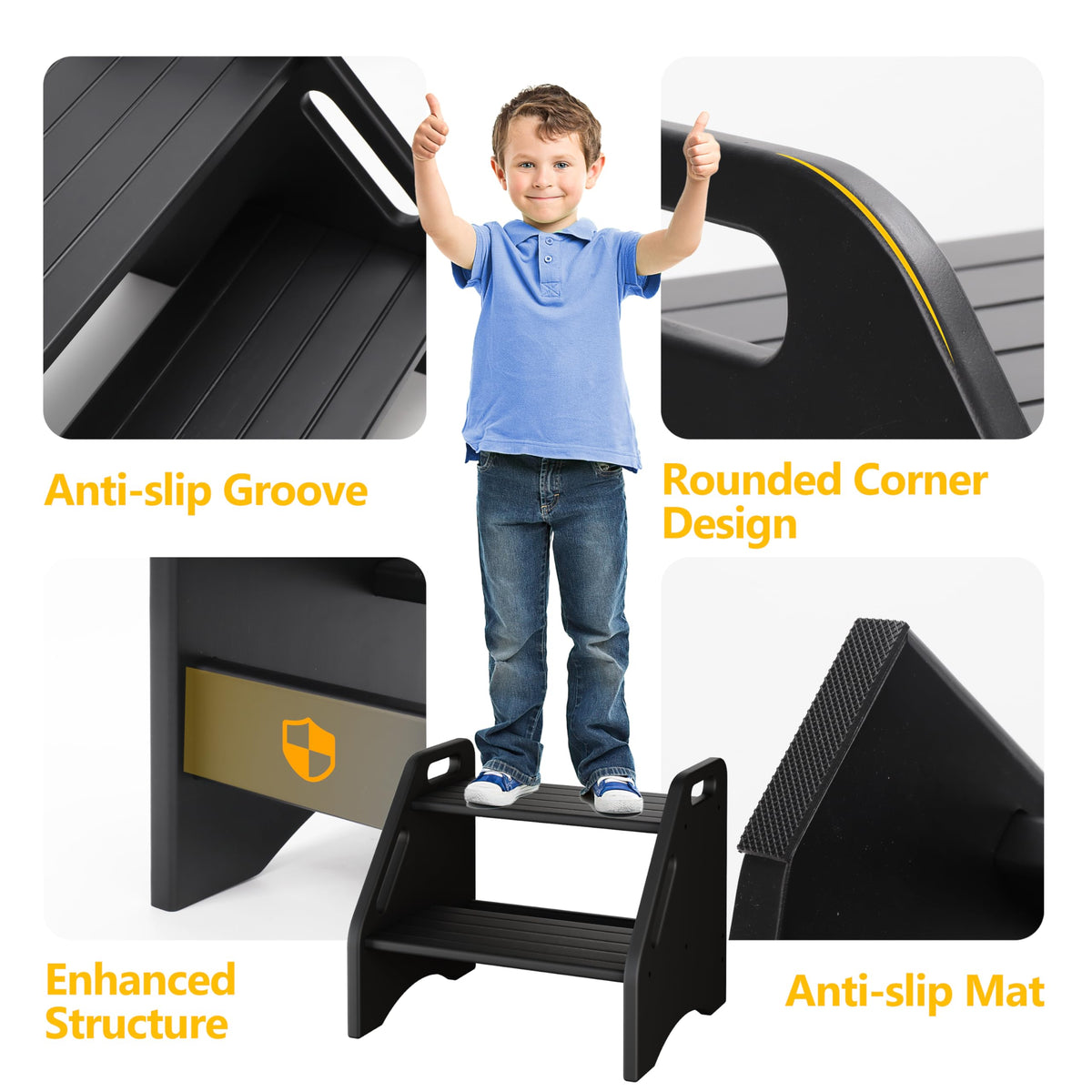AMBIRD stool with four non-slip pads for secure placement