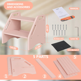 AMBIRD sturdy stool crossbar improves balance for kids.