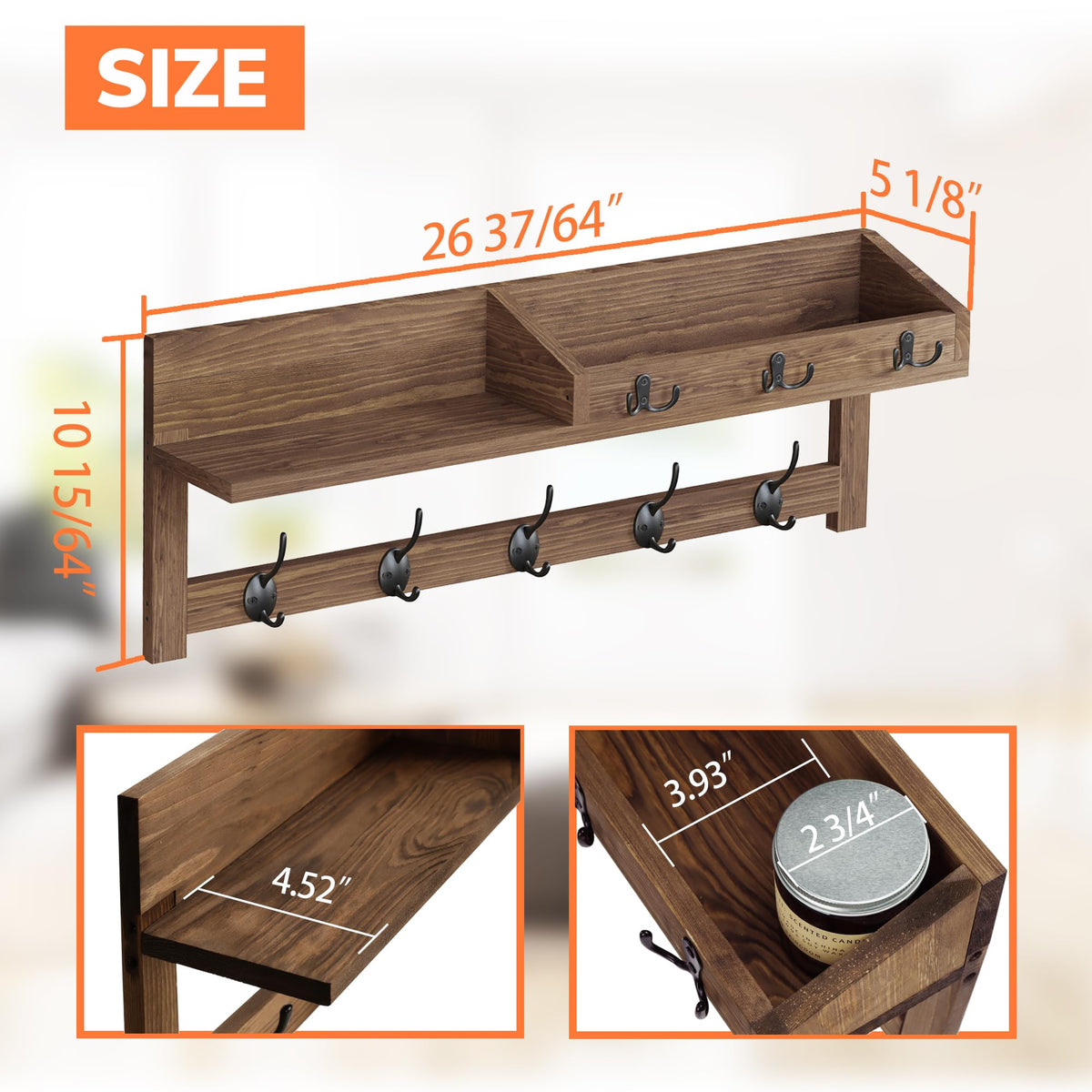 AMBIRD wall hooks with shelf includes mounting hardware for easy installation
