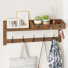 AMBIRD wall hooks with shelf showing brown top shelf for decor and storage