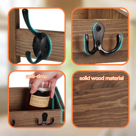 AMBIRD wall hooks with shelf wood grain brown finish adds warmth to room